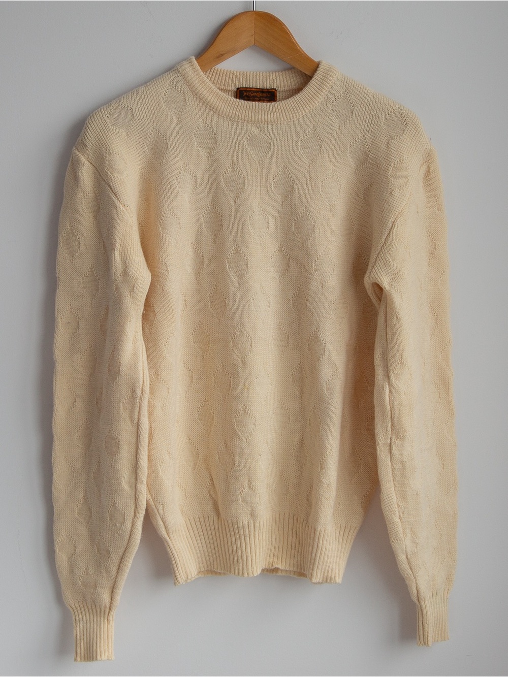 Vintage Yves Saint Laurent YSL 100% Wool Cream Sweater L